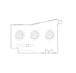 Круглые столы, расставленные полукругом