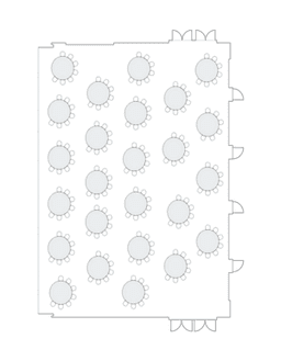 Круглые столы, расставленные полукругом