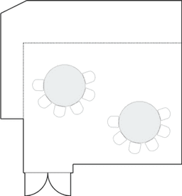 Круглые столы, расставленные полукругом