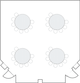 Круглые столы, расставленные полукругом