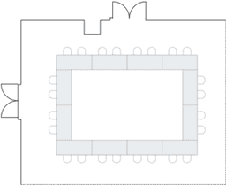 Keskeltä tyhjä pöytäryhmä