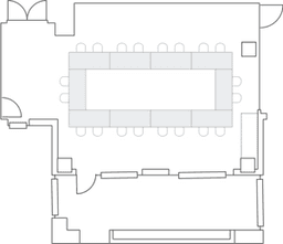 Keskeltä tyhjä pöytäryhmä