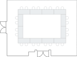 Keskeltä tyhjä pöytäryhmä