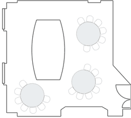 Круглые столы, расставленные полукругом