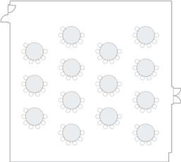 Круглые столы, расставленные полукругом