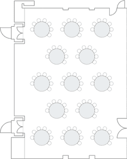 Круглые столы, расставленные полукругом