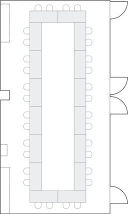 Keskeltä tyhjä pöytäryhmä